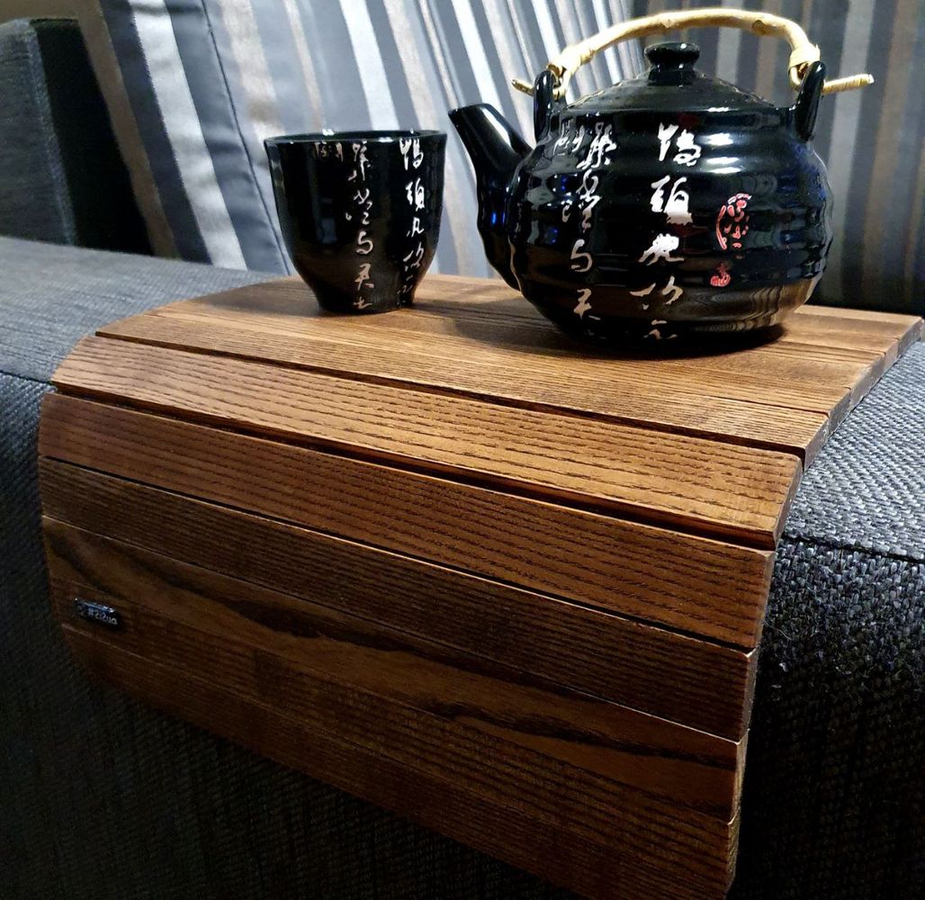 Дерев'яна накладка, стіл, килимок на підлокітник дивана ("Горіх") #2i2ua